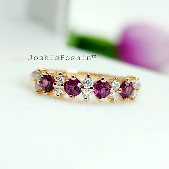 0.75CT Moissanite Pyrope Garnet wedding band ring in sterling silv… - Picture 5 of 14